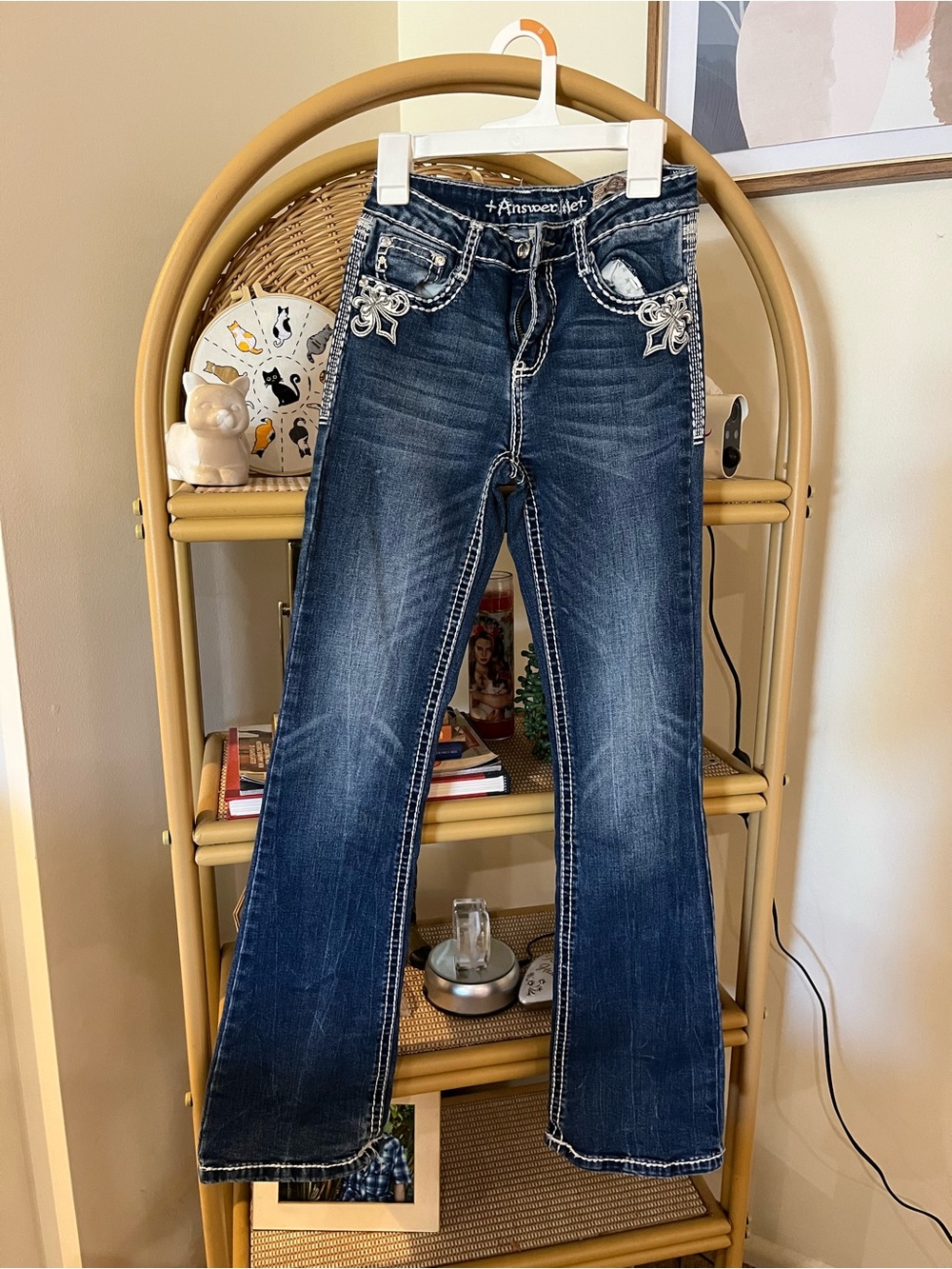 Dark Blue Embellished Women's Bootcut Jeans